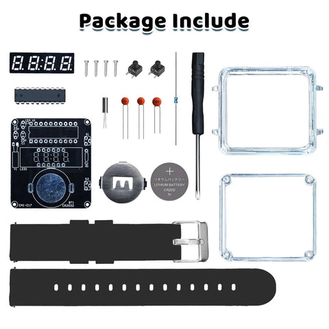 Beginner Friendly Electronic Watch Soldering Kit With Ten Second Auto Sleep Mode Stem Learning Project components layout