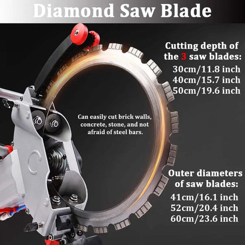 Diamond saw blade for Heavy Duty Electric Concrete Saw Handheld Circular Cutter With Inline Water Mist System Eight Kilowatt Wall Grooving Machine