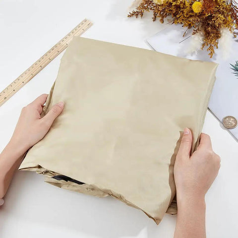Hands holding Replacement Canopy For Outdoor Swing 77x50 Inch Beige Oxford Cloth Roof Cover UV Weatherproof Waterproof