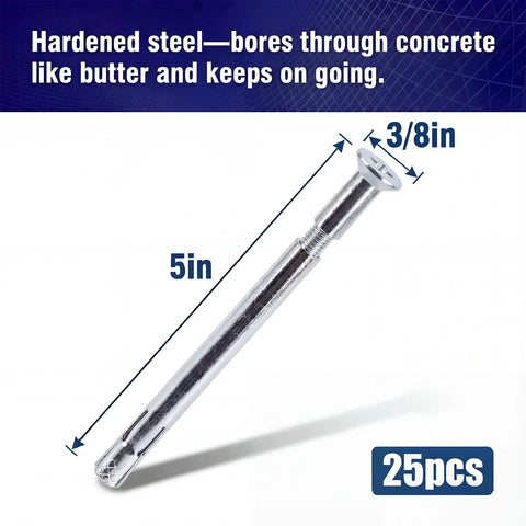 Bulk 25 Pack Three Eighths By Five Inch Flat Sleeve Anchor Zinc Plated For Heavy Duty Fastening In Masonry Brick And Concrete