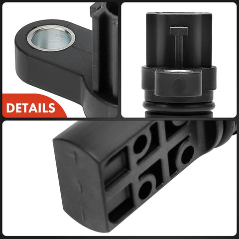 Crankshaft Position Sensor Replacement For Infiniti And Nissan 3.5L V6 Cars Fits FX35 G35 I35 M35 350Z And Altima 2002 To 2008 3.5L V6 Direct Fit OEM Quality Sensor For Reliable Timing And Smooth Starts. Close-up of black plastic 3-pin crankshaft sensor with mounting hole