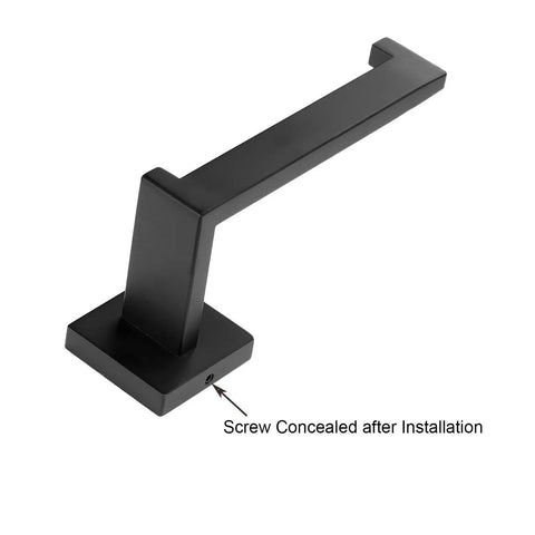 Sturdy SUS304 Stainless Steel Matte Black Toilet Paper Holder Wall Mount With Upward Bar And Open Side Design For Easy Roll Change Rust Resistant Anti Corrosion Heavy Duty Bathroom Lavatory Hardware