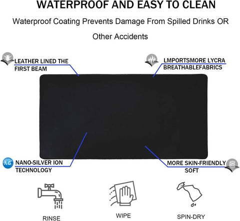 XXL Gaming Mouse Pad With Non Slip Rubber Base And Stitched Edges Beefy 31.5 By 15.7 Inches Waterproof Desk Pad, description of features