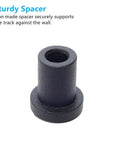 Black spacer for sliding barn door hardware, part of the Black Rustic Double Track Bypass Sliding Barn Door Hardware Kit For Two Doors 5.5 Ft Flat Track With U Shape Bracket And Horns Design Rollers Space Saving And Easy Install.
