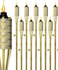 Bamboo Tiki Torches Outdoor Mosquito Repellent 12 Pack, 60 Inch Tall Garden And Backyard Lights, Citronella Oil Lamps For Yard