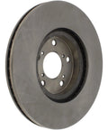 Centric front brake rotor, vented steel disc with centered hub and lug holes