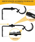 Heavy Duty Adjustable Curtain Rod Brackets Set of 2 in Black for 1 Inch Rods with reinforced and adjustable sections