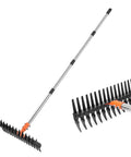Heavy Duty Metal Thatch Rake For Lawn Care 15 Inch Wide Dethatcher With Sturdy Handle Perfect For Leaf Thatch Weeds And Soil Loosening
