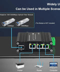 Beefy 3 Port Rugged Industrial Gigabit Din Rail Switch With 10/100/1000 Mbps Ethernet, 1 SFP Port, IP40 diagram and connections