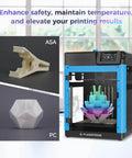 Adventurer 5M 3D Printer Enclosure Kit with flash blue panels, high temp ASA and PC filament samples, in modern room setup