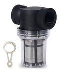 Inline Water Pump Strainer Filter For Garden Pond And RV 1 Inch 40 And 80 Mesh Stainless Steel Screen Keeps Leaves And Debris Out Of Pumps Hoses And Pressure Washers Easy To Clean Transparent Bowl