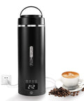 Portable Travel Electric Kettle With Four Temperature Settings 304 Stainless Steel Auto Shut Off 450ml compact, black
