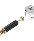 Top Shelf Eccentric Cabinet Connectors, 50 Pairs Of M6 X 40 Mm Zinc Alloy Screw In Dowels with anchor and screw detail.