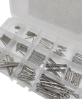Go To Rust Resistant 304 Stainless Steel Cotter Pins Kit 150 Piece Assortment With M1 To M3 Sizes For Automotive Industrial And General Repairs Portable Storage And Secure Fastening, open storage box with assorted cotter pins
