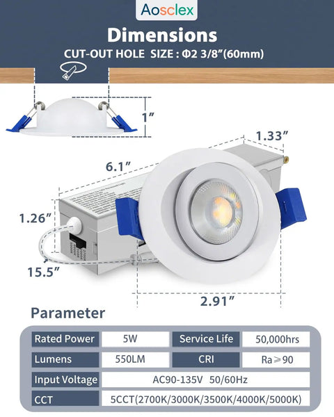 2 Inch Adjustable Gimbal Recessed Led Lights 12 Pack 5Cct Spotlight Smooth 360 Rotation 90 Tilt Dead Simple Setup Kick Up Your Vibes Solid Build Nailed It Quality Bright Illumination For Any Room