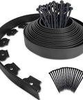 2 Inch Tall Garden Landscape Edging Kit With 20 Ft Length And 20 Spiral Spikes Black Plastic Border For Lawn And Yard DIY Edging For Flower Beds Border Gardens Low Maintenance Durable And Trimmer Safe displayed with coil and spikes