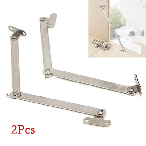 Two Pack Pro-Grade Stainless Steel Folding Pull Rods For Cabinet Doors, Movable Lift Up Support Rods For Easy Access shown