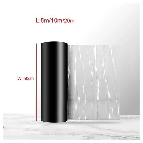 Tough As Nails Aluminum Foil Tape Goes Like A Dream Ultimate Zero Leak Drip Stop Heavy Duty Waterproof Sealant roll size 50cm width showing black and silver layers.
