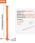 VEVOR orange steel floor jack post, side view, height 53–93 in, 18000 lb capacity