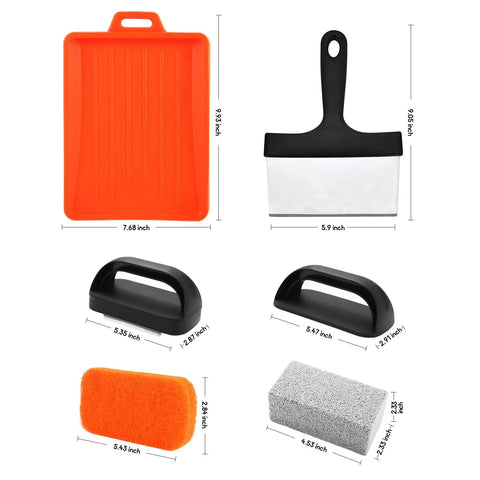Ultimate Griddle Cleaning Kit For Flat Top Grill 18 Piece Cleaner Set With Scraper, silicone mat, grill brick, scouring pads
