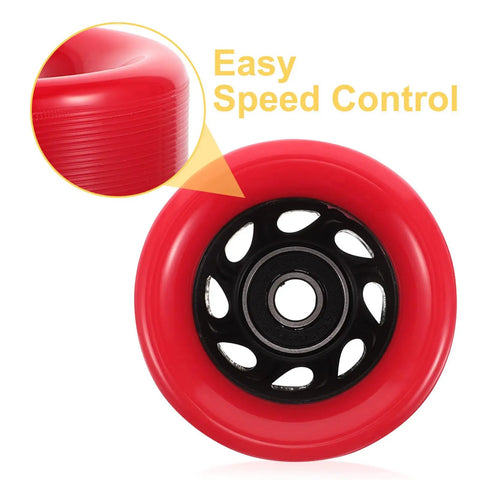 Red 92A Quad Roller Skate Wheels Replacement For Speed Skates Indoor Outdoor Use Grippy Anti Slip PU PP Wheels Easy