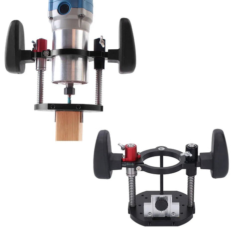 Built Like A Tank Aluminum Alloy Router Table Lift Base With Dead Nuts Accurate 65mm Plunge Mounting Plate for woodworking.