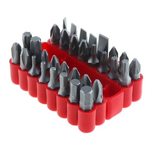 Top Tier 33 Piece Screwdriver Bit Set With Hex And Torx Bits For Tough Jobs Includes Durable Organizer Case And Heavy Duty Steel Drilling Tools You Can Trust For Any Repair Gig, 33-piece steel bits in red organizer case