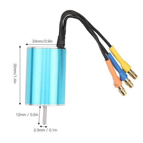 Heavy Duty Brushless Motor Esc Receiver And Servo Set Slick Aluminum Upgrade For Sg1603 Sg1604 RC Cars showing blue motor with wires.