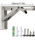 Heavy Duty Metal Shelf Brackets For Wall Mounted Folding Shelves Collapsible Stainless Steel Supports DIY Home Setup Built Like A Tank To Hold A Ton 400X175Mm with hardware.