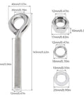 Two Pack M12 Eye Bolts With Nuts And Washers One Half Inch By Three Point Five Inch Long Shank Threaded Rod Round Hook