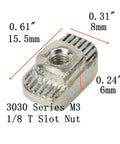 Image showing dimensions of 100 Pieces M3 T Slot Nuts Hammer Head Fasteners For 3030 Aluminum Profiles, 15.5x8x6mm, carbon steel