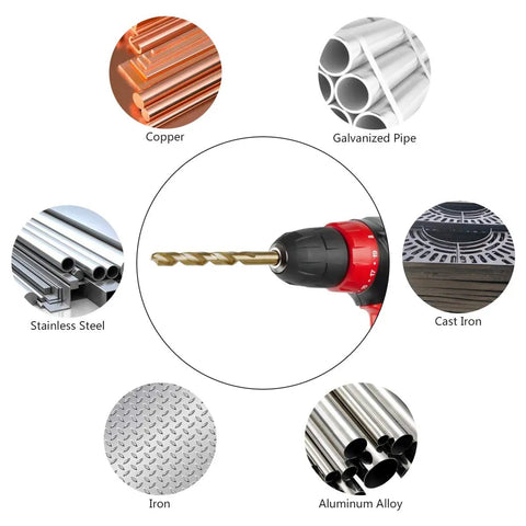 Five Thirty Second Inch Cobalt Drill Bit Set Of Ten M35 High Speed Steel Jobber Twist Bits for metals and alloys in use