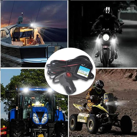 Wiring Harness Switch Kit For Motorcycle LED Lights With 3 Modes Always On Strobe Left Right Flash Upgrade IC Intelligent Control Driving Lights System