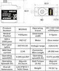 Diagram of Heavy Duty 25T Metal Gear Steering Servo For TRX4M 1 To 18 RC Crawler with dimensions and specifications table