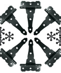 6-pack 4 Inch Strap Hinges Heavy Duty Rustproof Classic Antique Shed Door Hinges Set With Screws, black design for outdoor use