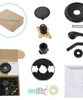 Components of Shower Faucet With Valve Single Handle Trim Kit And 5 Spray Modes Shower Head Wall Mounted System unpacked