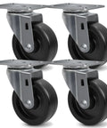 Heavy Duty 4 Inch Polyolefin Swivel Caster Wheels Set Of 4 With 1600 Lbs Capacity, designed for smooth rolling on various surfaces.