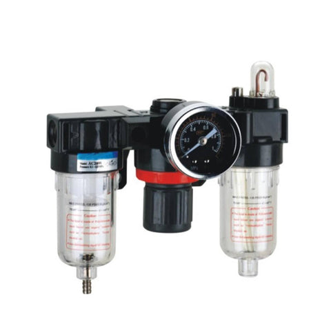 Pro Grade Air Filter Regulator Lubricator FRL Unit With Auto Drain In One Quarter Three Eighth And One Half Inch Lines BC3000 A Type PT3 8