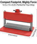 Heavy Duty Press Brake Attachment For 12 To 20 Ton Hydraulic Shop Presses With 12 Inch Bending Length And 3 Sixteenth Inch Thickness Capacity Dual Spring Design For Metal Sheets And Complex Shapes Forming Red, front view.