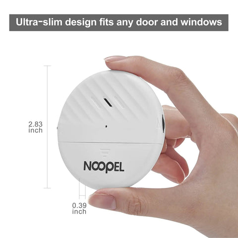 5 Pack Glass Break Alarm Sensor For Home Security, 125dB Window Alarm With Adjustable Sensitivity And Low Battery Indicator, Easy Install, Heavy Duty Anti Theft Protection For Windows And Glass, 2.83-inch round white unit in hand