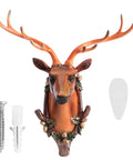 Vintage Deer Head Resin Wall Hook Hangs Heavy Coats Keys Totes And Towels Super Slick Home Decor Organizer with antlers and hardware.