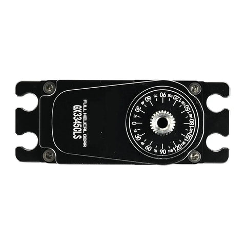 Heavy Duty Coreless Digital Servo Delivers Rock Solid 45kg Torque Through Premium Steel Metal Gear, top view with dial.