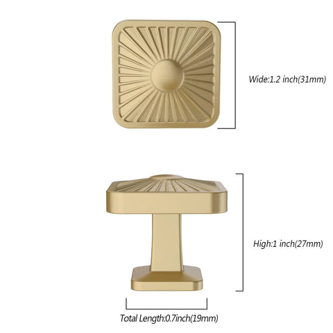 Diagram of 10 Pack 1.2 Inch Brushed Gold Square Cabinet Knobs For Kitchen Cabinets And Dressers, Premium Brushed Gold Finish