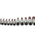 Top Tier 11 Piece Torx Bit Socket Set With T10 To T60 Chrome Vanadium Steel Driver Bits For Tough Automotive Repairs And Heavy Mechanical Maintenance Work Using Both Inch Drive Sizes. 11-piece chrome vanadium Torx bit socket set, sizes T10 to T60, on white background