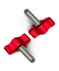 Stainless Steel Thumb Screws Set With Red Adjustable Tee Wing Aluminum Knob Quarter Inch Twenty Thread One Inch Length Coarse Thread Handy Quick Release And Tightening For Woodworking Machining And Power Supply Four Pack