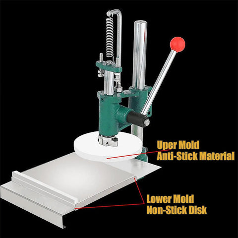Upgrade Your Holiday Cooking Game With This No Sweat Manual Pizza Dough Press Machine featuring sturdy cast iron and steel plates.