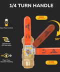 Three Quarter Inch Push To Connect Ball Valve Fitting For Copper CPVC PEX Plumbing with labeled handle positions shown