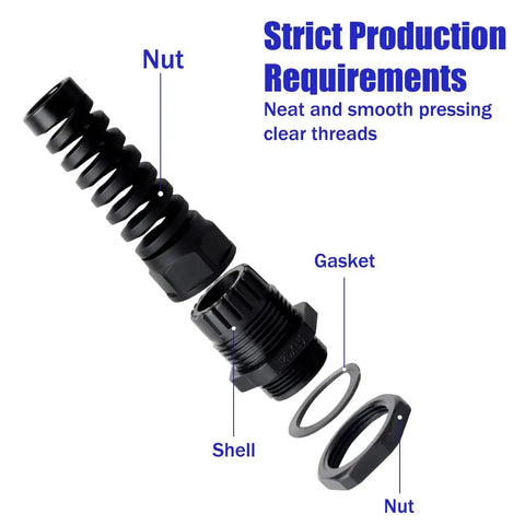 10 Pack IP68 Waterproof Nylon Cable Gland Connector Kit With Adjustable Clamping Sleeve For PG7 PG9 PG11 PG13.5 PG16 PG21 3 To 18mm Wire Thread