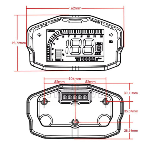 Replace Your Old Dash Lcd Speedometer Display Featuring Quick One Line Can Bus Hookup dimensions diagram with measurements included.