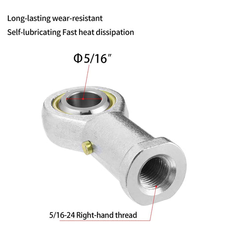 Two Pack PHSB5 Rod End Bearing With Five Sixteenth Inch Bore And Five Sixteenth Twenty Four Right Hand Thread Pre Lubricated Heim Joint With Jam Nuts For Flexible Mechanical Linkages, 5/16 bore